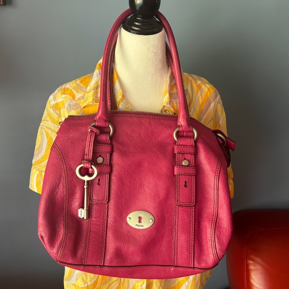 Fossil raspberry hot pink real leather purse bag EUC - Picture 12 of 12